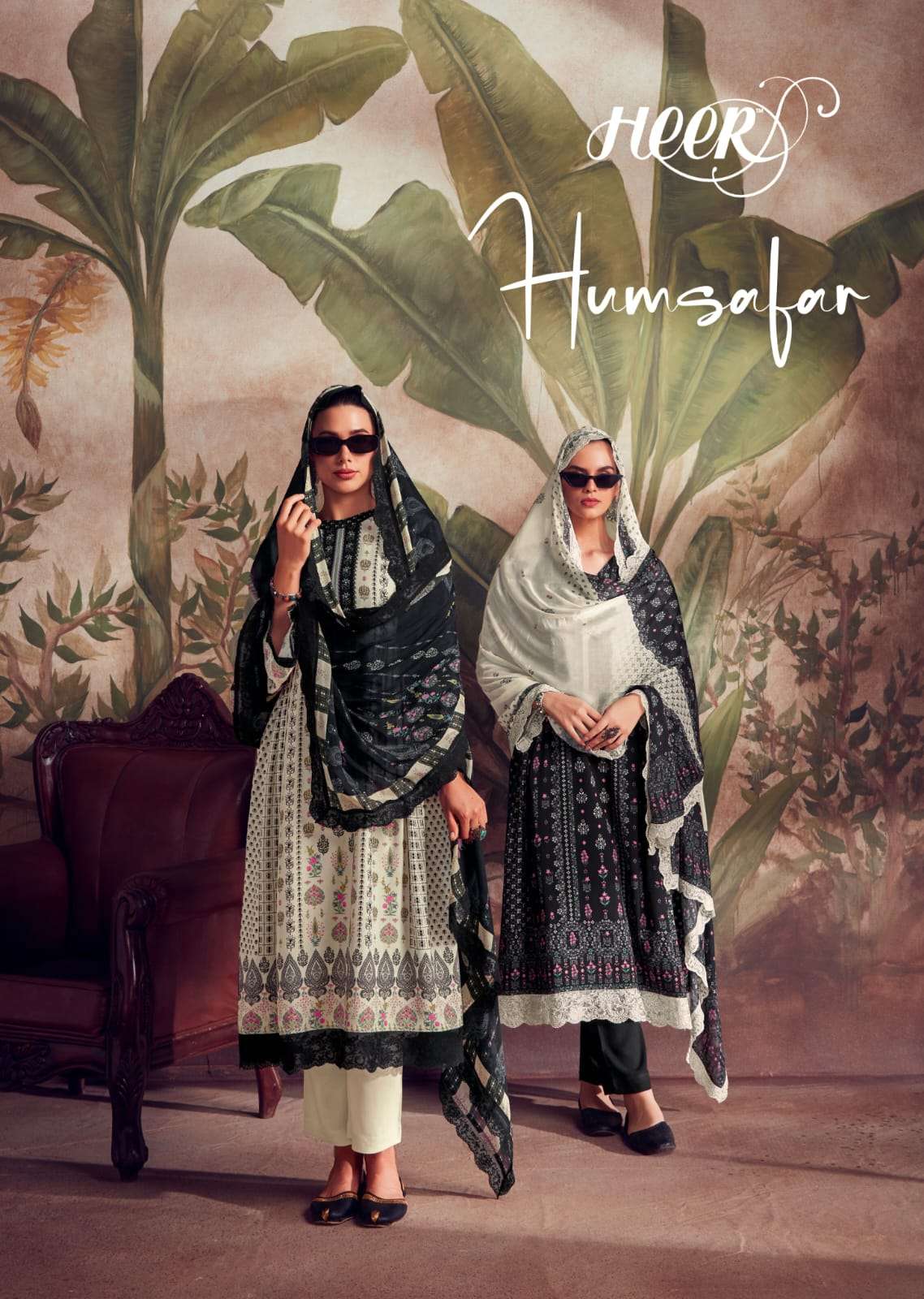 HUMSAFAR BY HEER 9131 TO 9138 SERIES MUSLIN PRINT EMBROIDERY WORK DRESSES