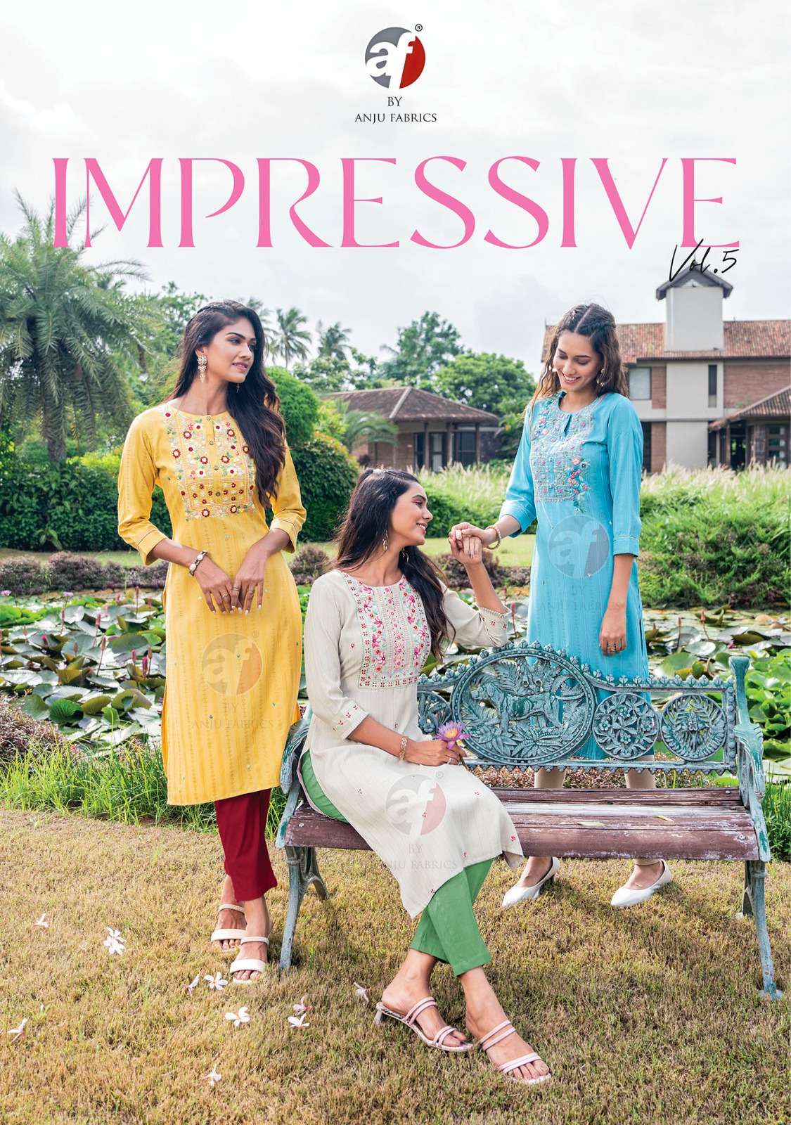 IMPRESSIVE VOL-5 BY ANJU FABRICS 3161 TO 3166 SERIES VISCOSE RAYON WORK KURTIS