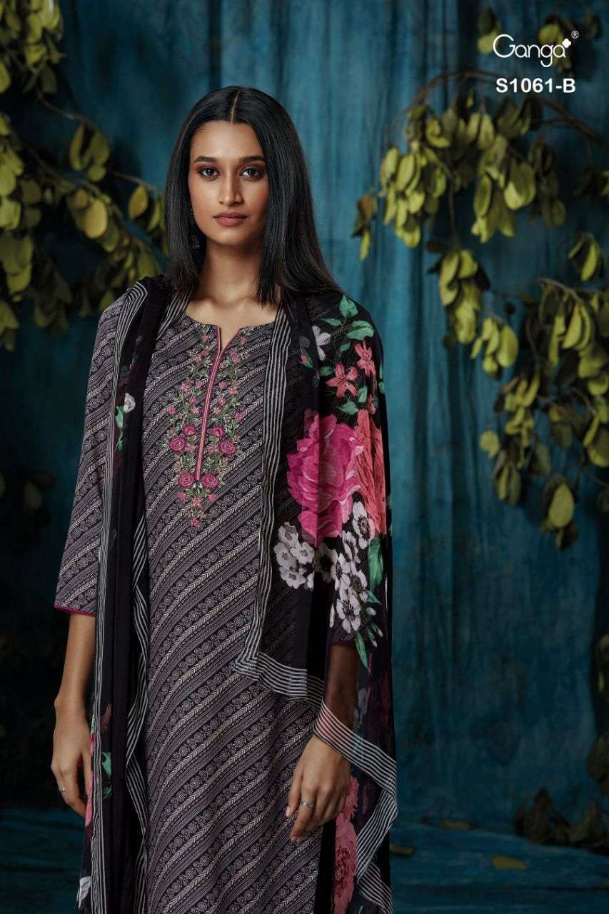 INNA 1061-A TO 1061-D SERIES BY GANGA FASHIONS SATIN COTTON EMBROIDERY WORK DRESSES