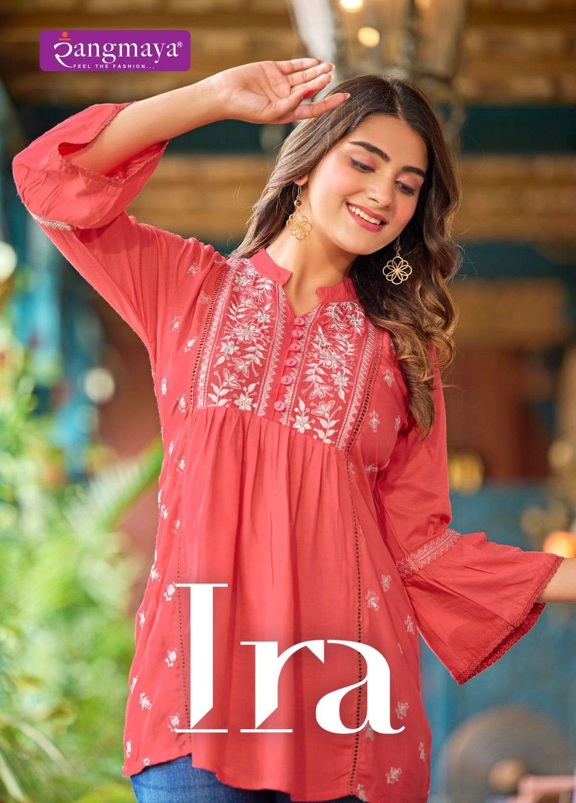 IRA BY RANGMAYA 101 TO 108 SERIES FANCY FABRIC EMBRODIERY WORK TOPS