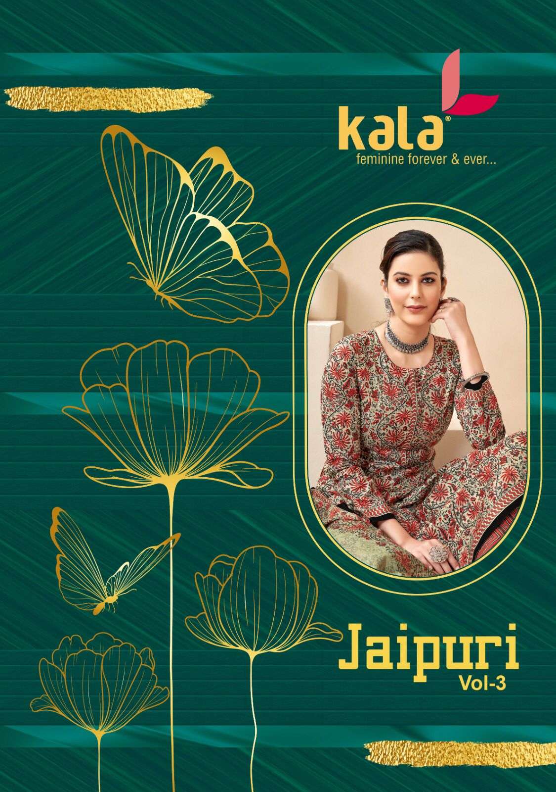 JAIPURI VOL-3 BY KALA 5001 TO 5012 SERIES PURE COTTON PRINT DRESSES