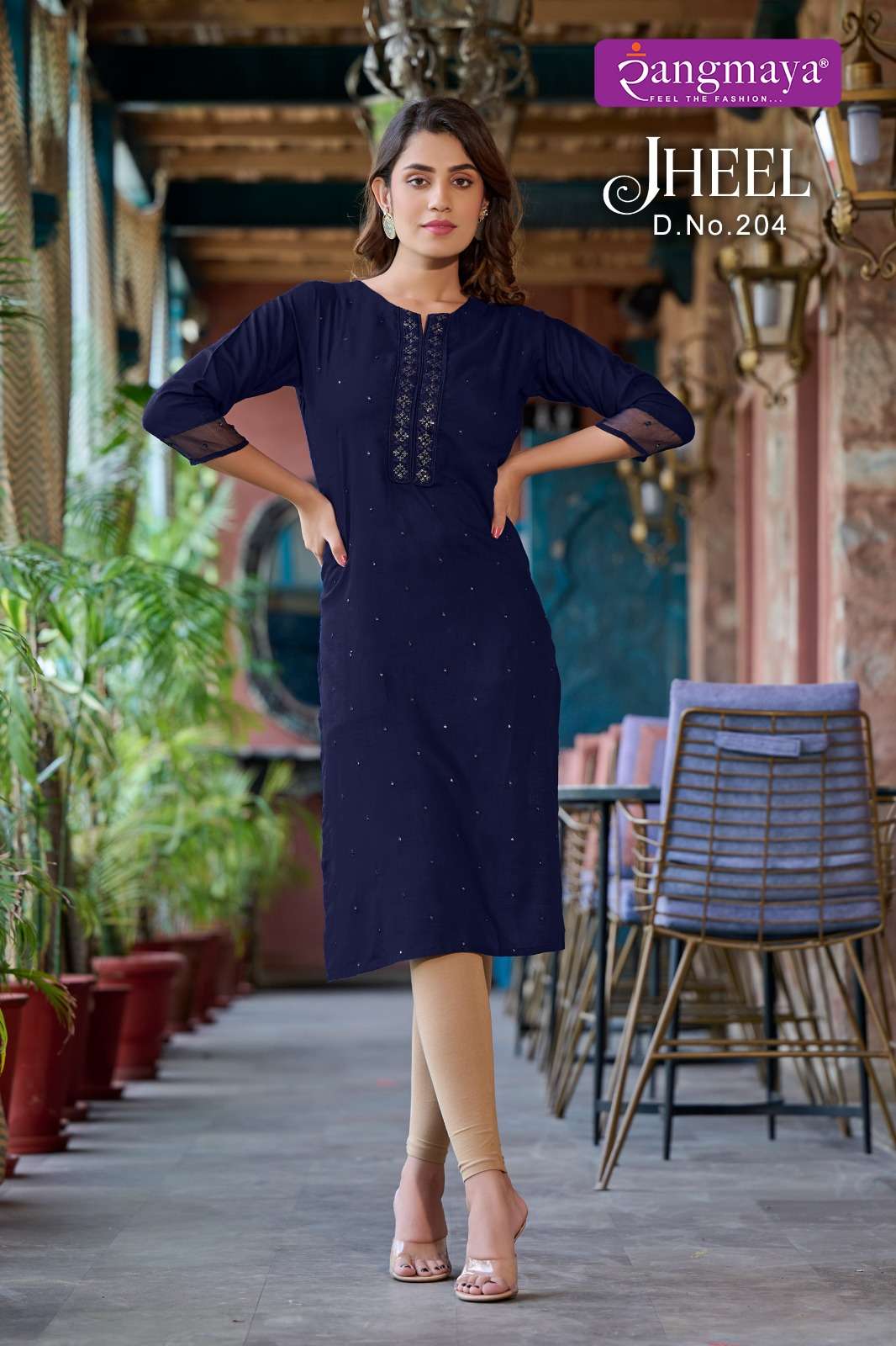 JHEEL VOL-2 BY RANGMAYA 201 TO 208 SERIES RAYON EMBROIDERY WORK KURTIS