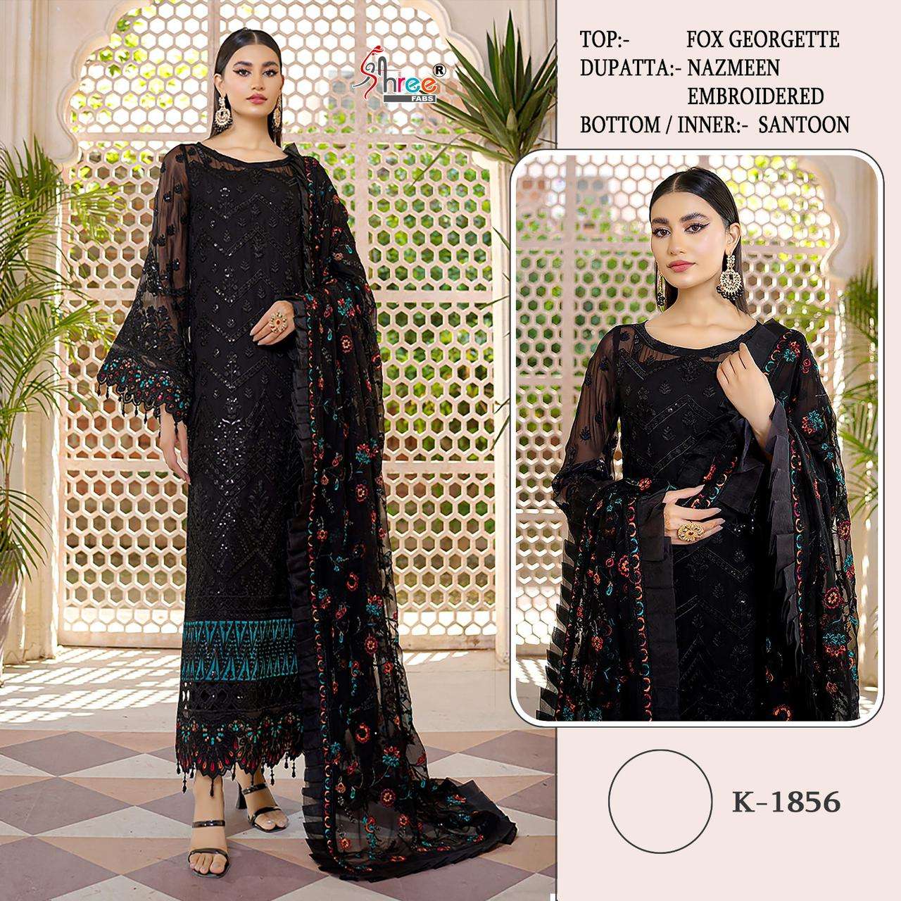 K-1856 HIT DESIGN BY SHREE FABS FAUX GEORGETTE EMBROIDERY WORK PAKISTANI DRESS