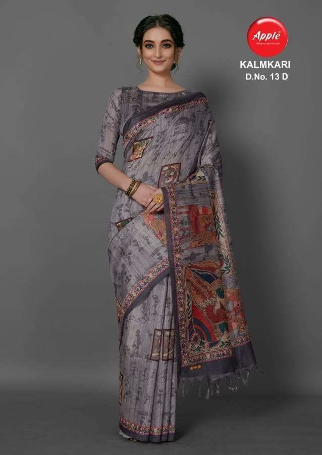 KALAMKARI VOL-13 BY APPLE 13-A TO 13-H SERIES TESSAR SILK PRINT SAREES