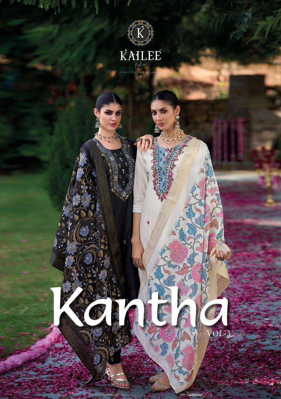 KANTHA VOL-3 BY KAILEE FASHION 41311 TO 41315 SERIES VISCOSE SILK WORK READYAMADE DRESSES