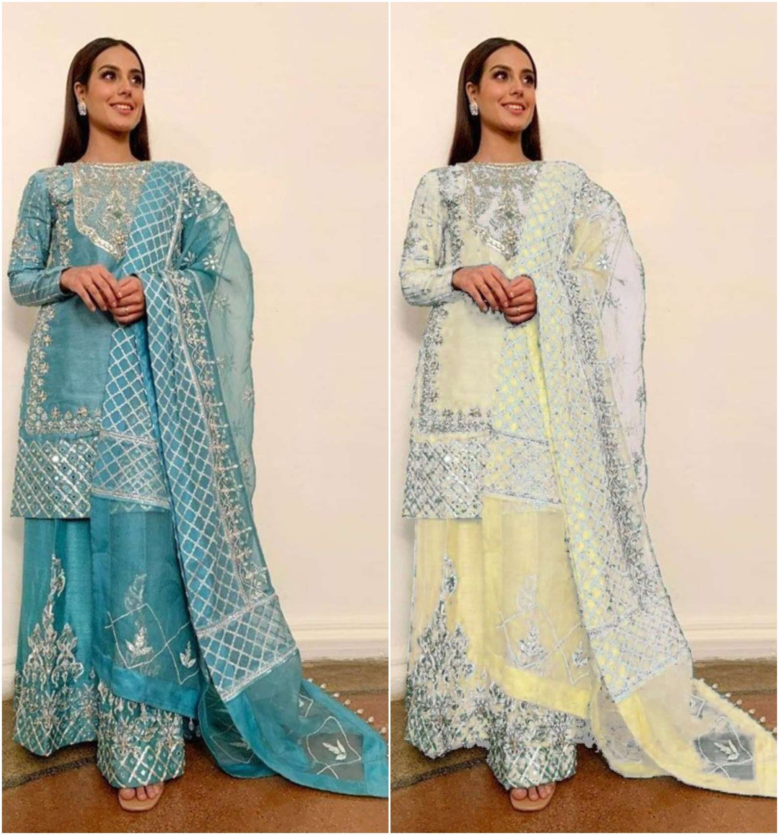 KF-116 NX BY AQSAWHOLESALE ORGANZA EMBROIDERY SEQUENCE WORK PAKISTANI DRESSES