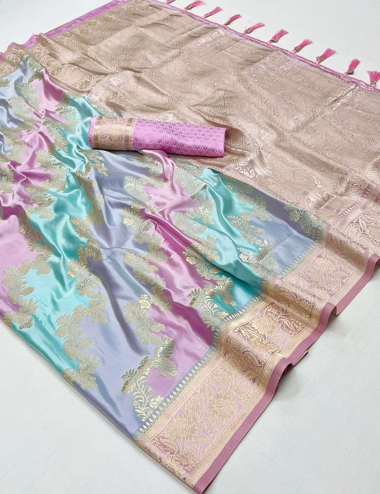 KIKI SILK BY AQSAWHOLESALE HEAVY SATIN SILK WORK FESTIVE WEAR SAREES