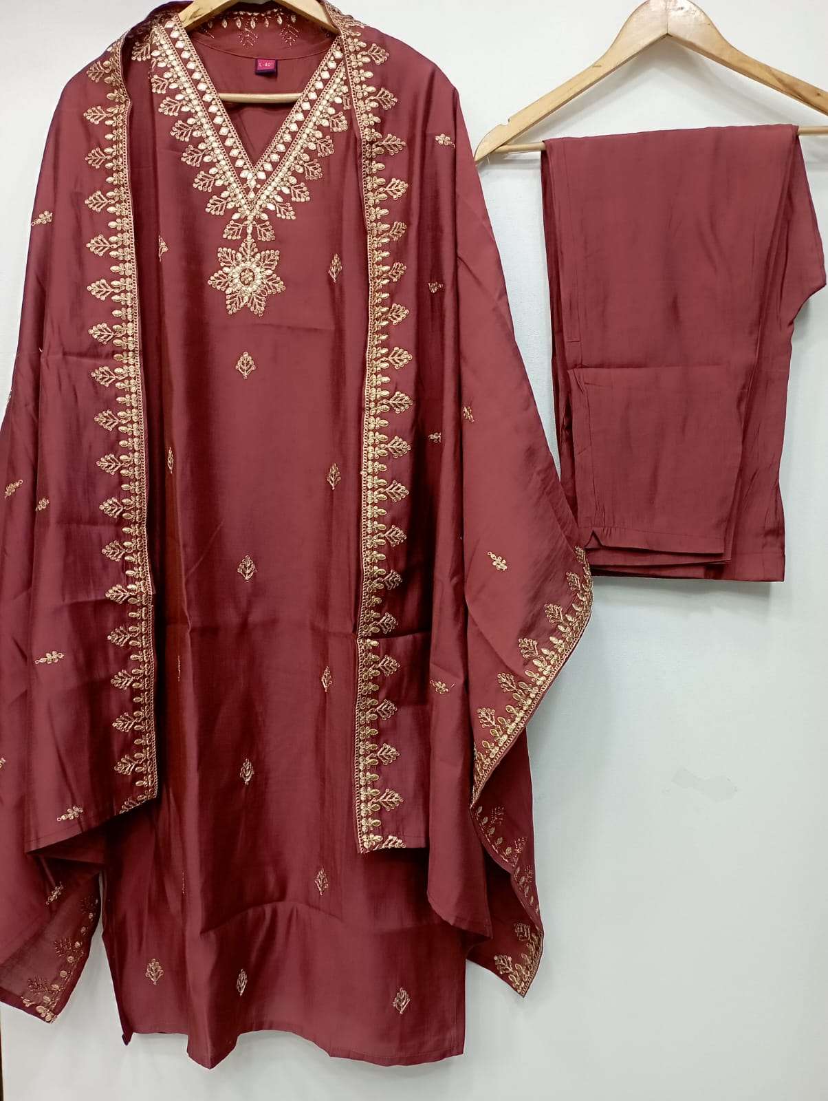 KINJAL BY AQSAWHOLESALE ROAMNCE SILK HEAVY EMBROIDERY READYMADE DRESS