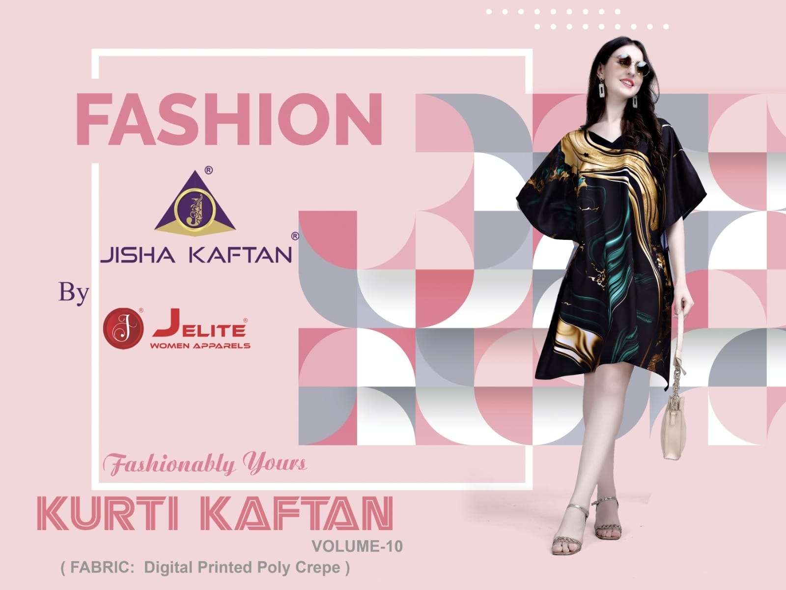 KURTI KAFTAN VOL-10 BY JISHA KAFTAN 173 TO 180 SERIES POLYSTER CREPE KAFTANS