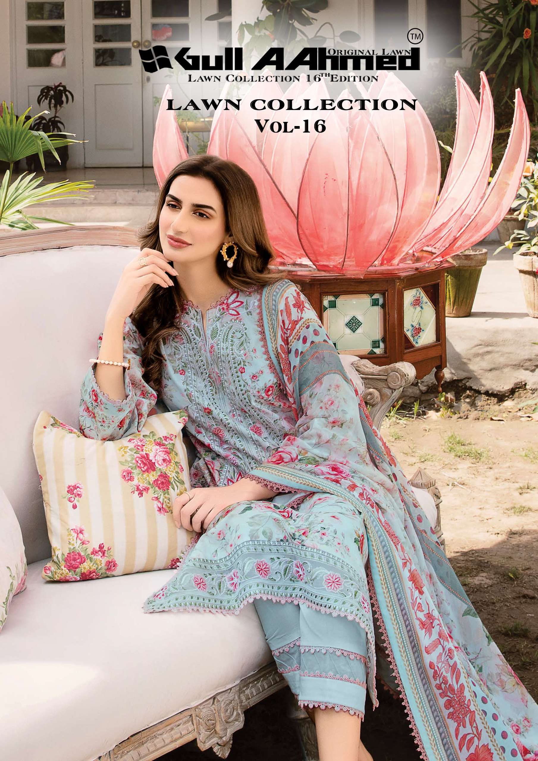 LAWN COLLECTION VOL-16 BY GULL AAHMAD 151 TO 156 SERIES LAWN COTTON PRINT DRESSES