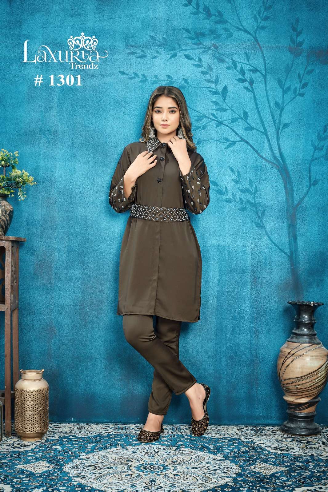 LAXURIA 1301 BY LAXURIA TRENDZ HEAVY SATIN HAND WORK CO-ORD SET