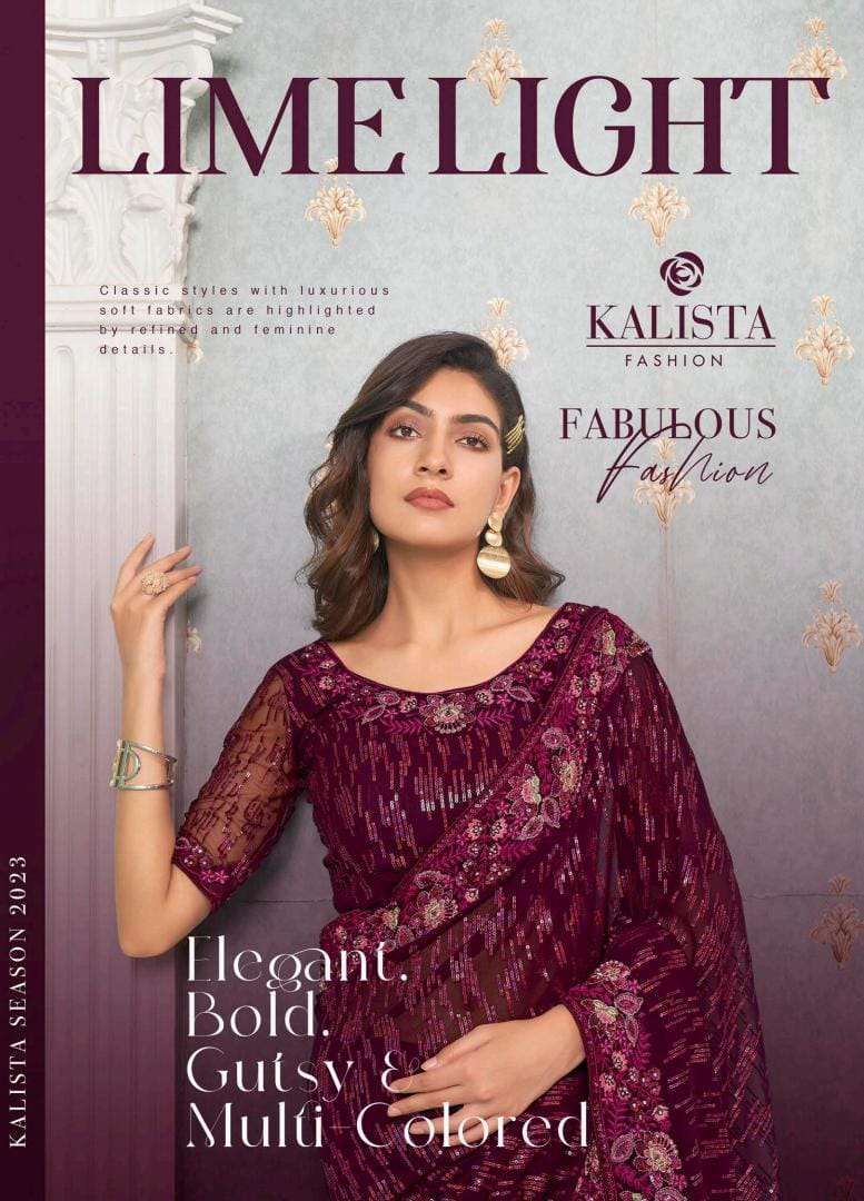 LIME LIGHT BY KALISTA 20001 TO 20006 SERIES FAUX GEORGETTE SEQUENCE WORK DESIGNER SAREES