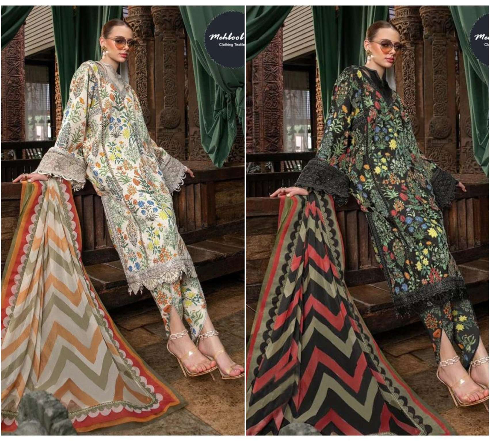 M-1178 NX BY MEHBOOB TEX PURE COTTON PRINT EMBROIDERY PAKISTANI DRESSES