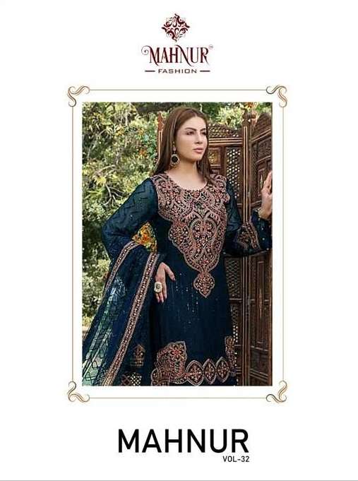 MAHNUR VOL-32 BY MAHNUR FASHION 32001 TO 32003 SERIES GEORGETTE WORK PAKISTANI DRESSES