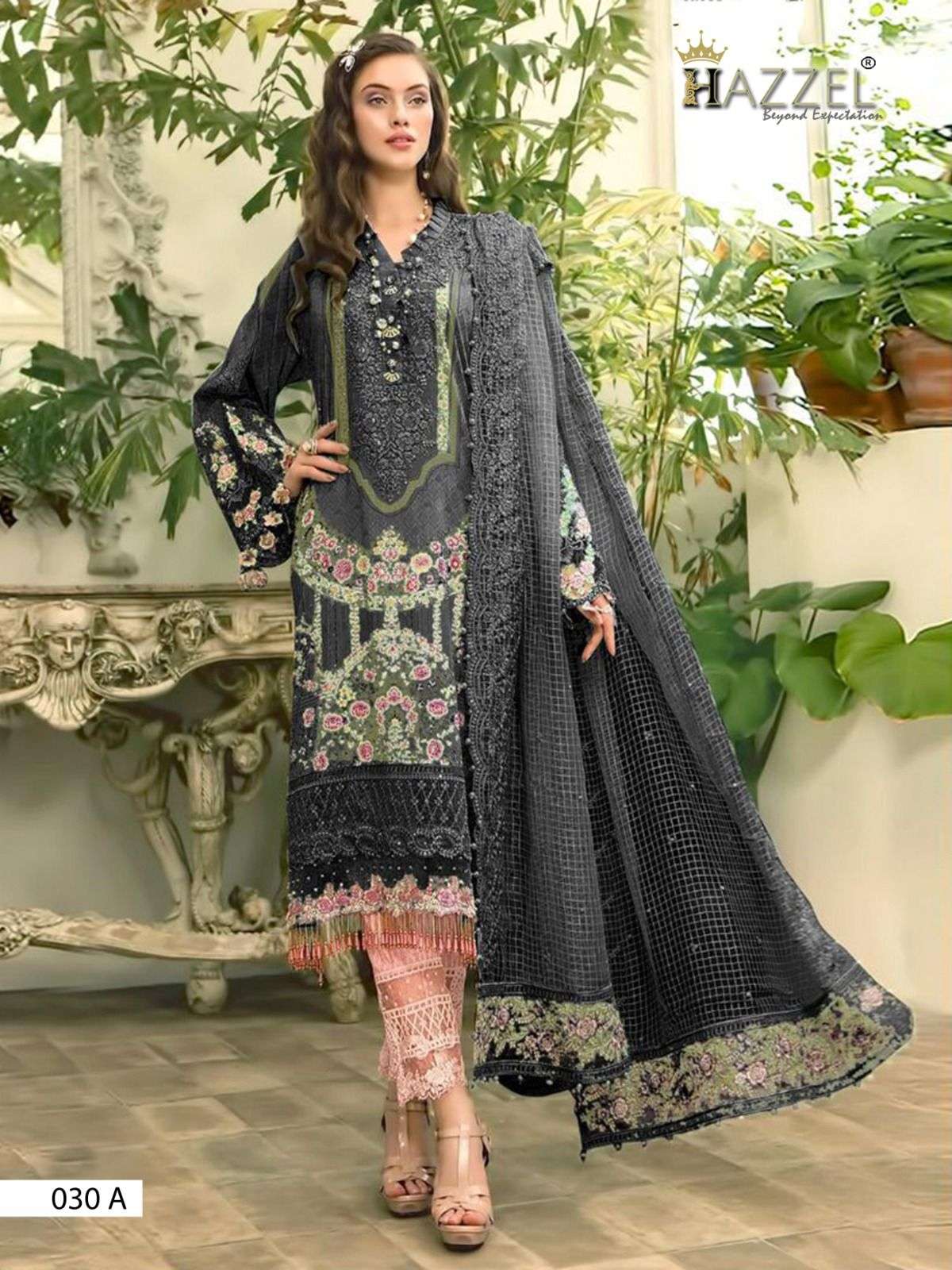 MARIA B 30 COLOURS BY HAZZEL 30-A TO 30-C SERIES COTTON PRINT WORK PAKISTANI DRESSES