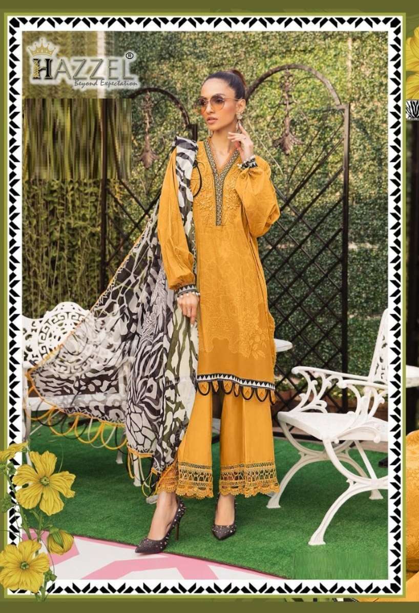 MARIA B. 46 COLOURS BY HAZZEL 46-A TO 46-E SERIES COTTON WORK PAKISTANI DRESSES