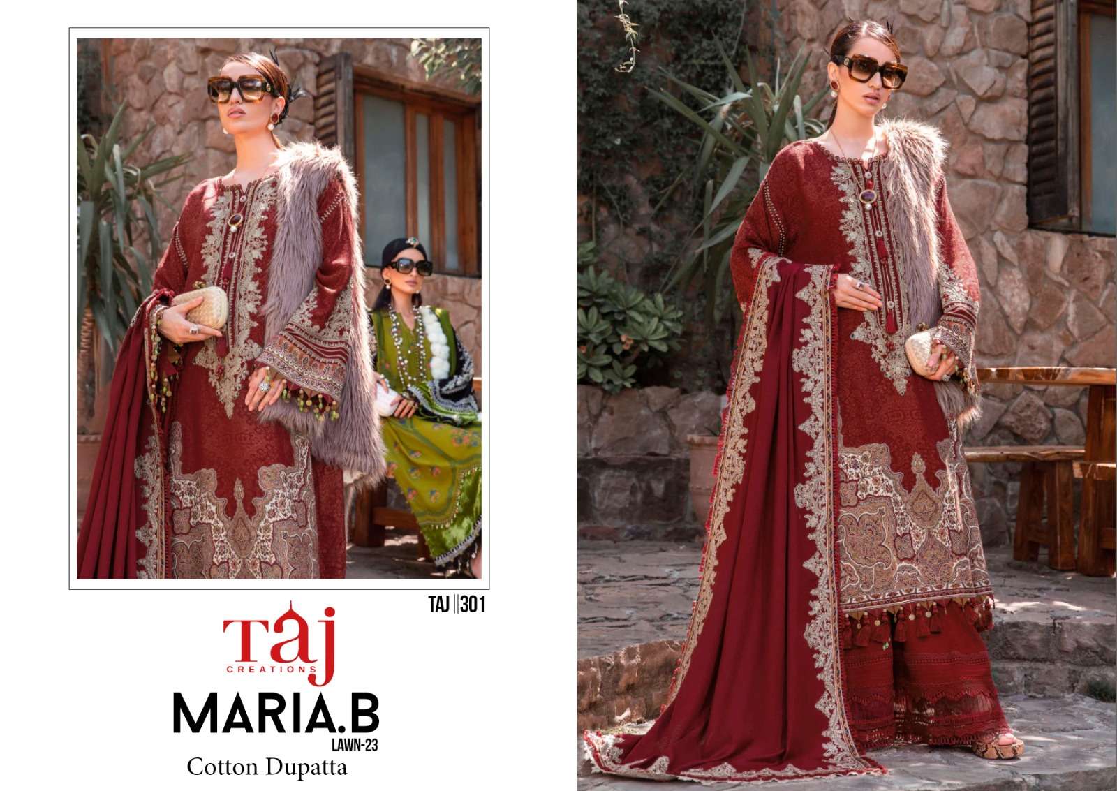 MARIA B LAWN 301 HIT DESIGN BY BY AQSAWHOLESALE COTTON PRINT WORK PAKISTANI DRESS