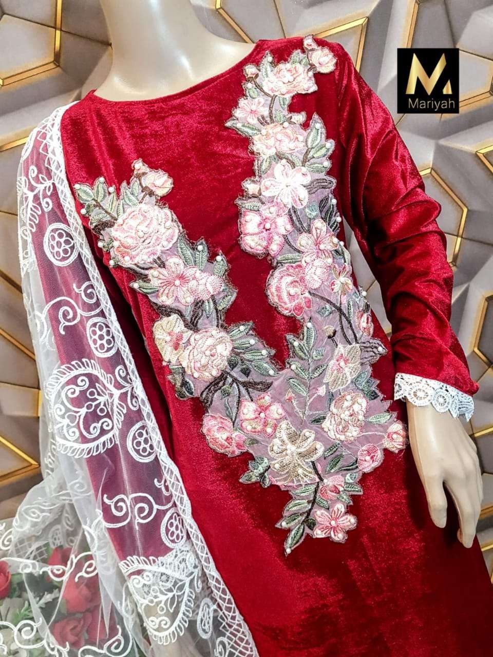 MARIYAH 123 COLOURS BY AQSAWHOLESALE VELVET EMBROIDERY WORK READYMADE DRESSES