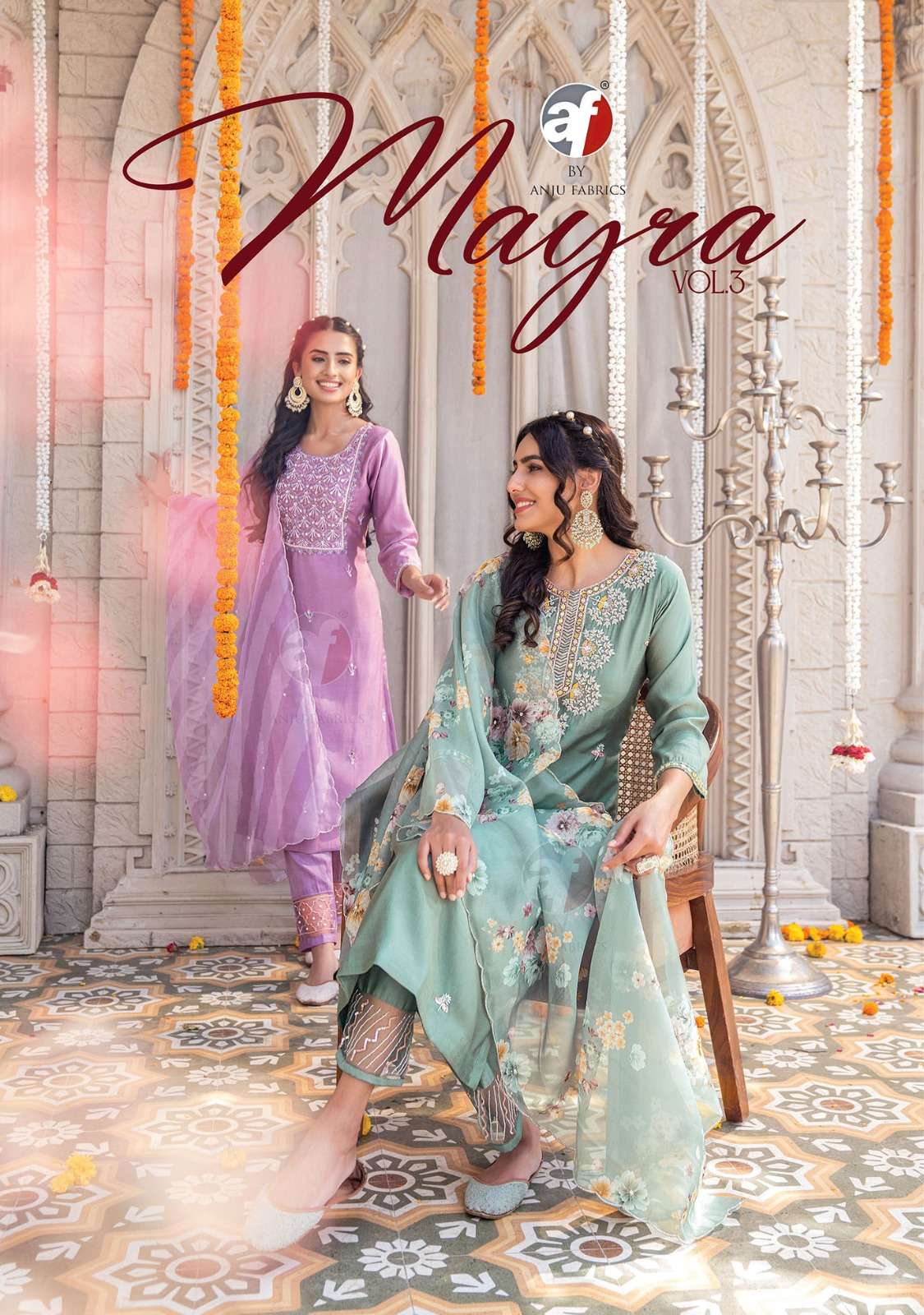 MAYRA VOL-3 BY ANJU FABRICS 3251 TO 3256 SERIES VISOCSE MODAL SILK WORK READYMADE DRESSES