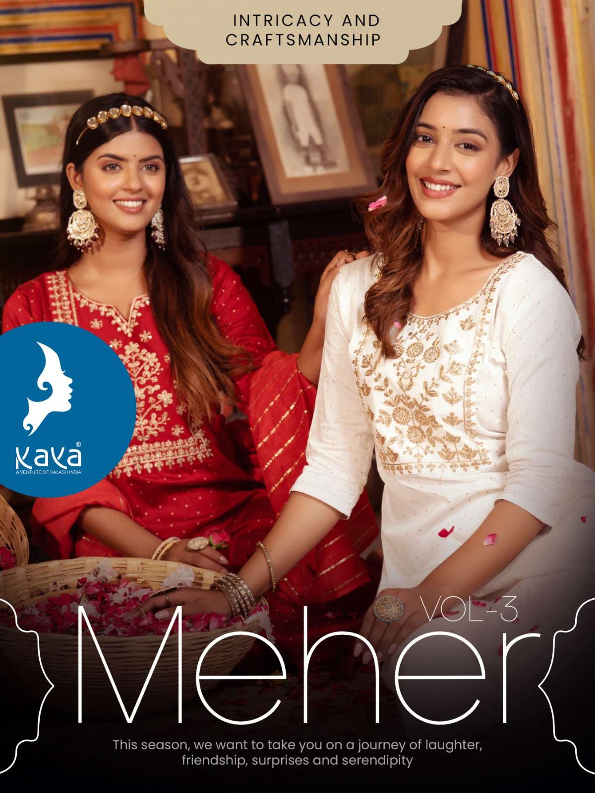 MEHER VOL-3 BY KAYA 01 TO 08 SERIES SILK SLUB EMBROIDERY WORK READYMADE DRESSES