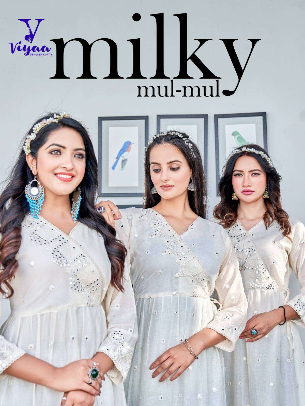 MILKY MUL-MUL BY VIYAA DESIGNER 01 TO 06 SERIES PURE COTTON MAL KURTIS