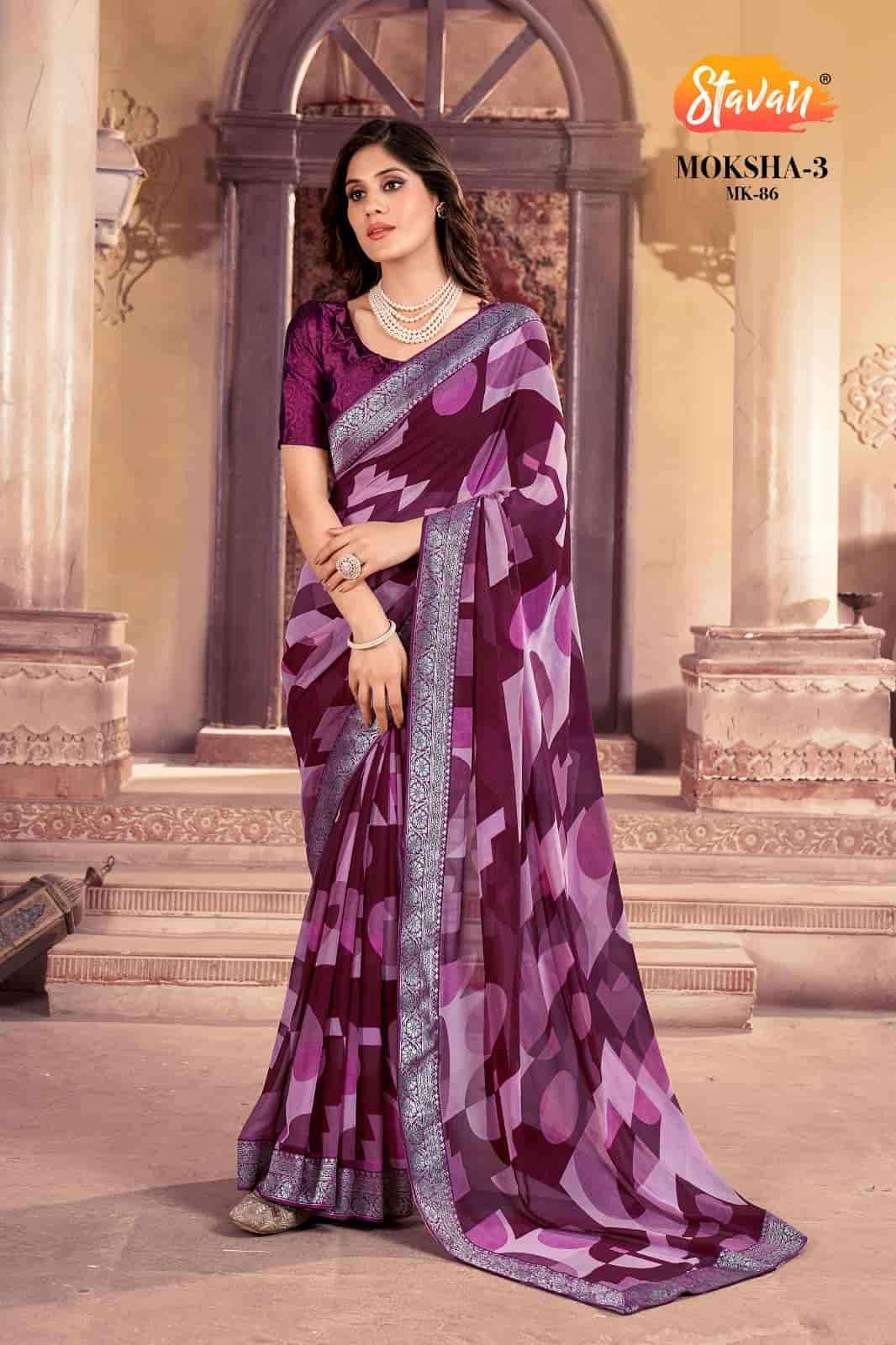 MOKSHA VOL-3 BY STAVAN 86 TO 90 SERIES WEIGHTLESS PRINT BORDER WORK SAREES