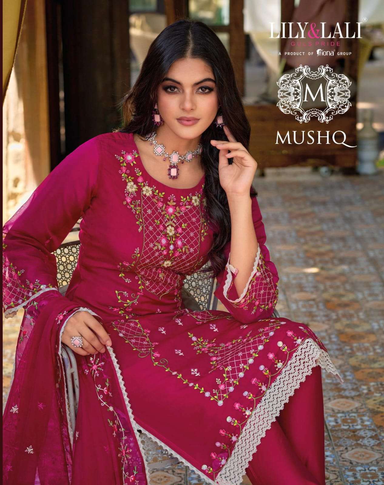 MUSHQ BY LILY & LALI 13301 TO 13306 SERIES ORGANZA EMBROIDERY HAND WORK READYMADE DRESSES