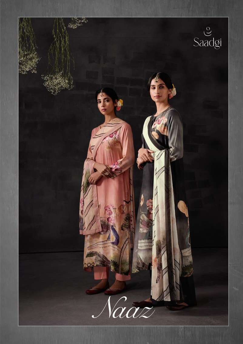 NAAZ BY SAADGI 601 TO 671 SERIES KASHMIRI SILK EMBROIDERY WORK DRESSES