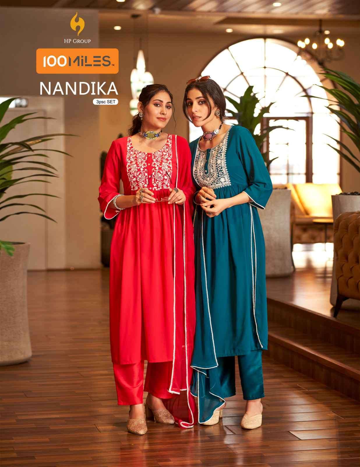 NANDIKA BY 100MILES 01 TO 04 SERIES PREMIUM GEORGETTE WORK READYMADE DRESSES