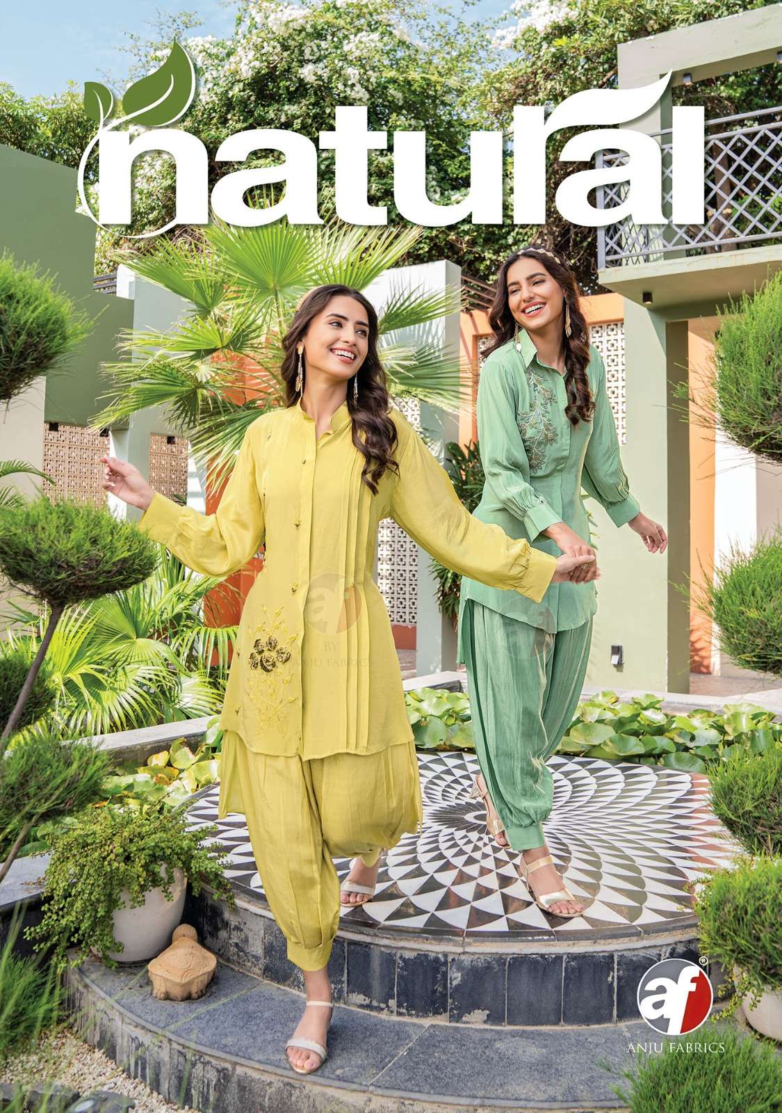 NATURAL BY ANJU FABRICS 3261 TO 3266 SERIES PURE CREPE HAND WORK AFGHANI CO-ORD SET