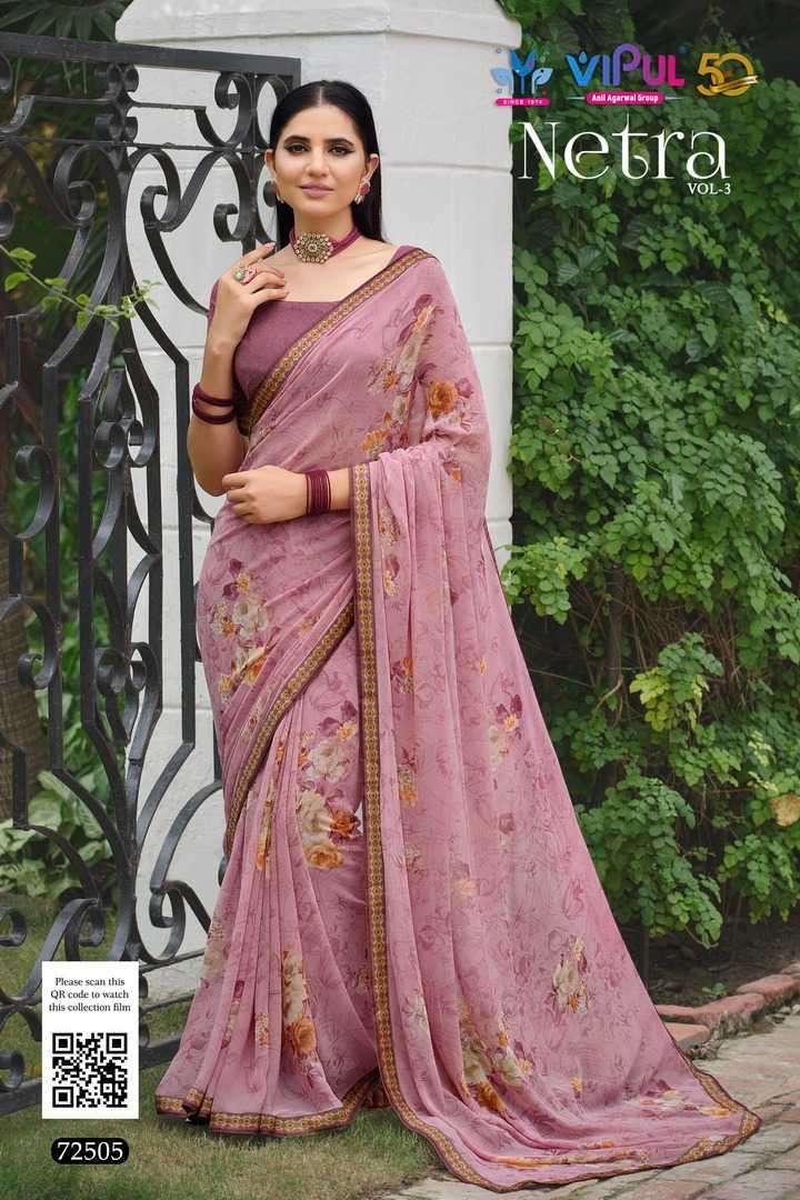 NETRA VOL-3 BY VIPUL 27504 TO 27515 SERIES GEORGETTE PRINT SAREES