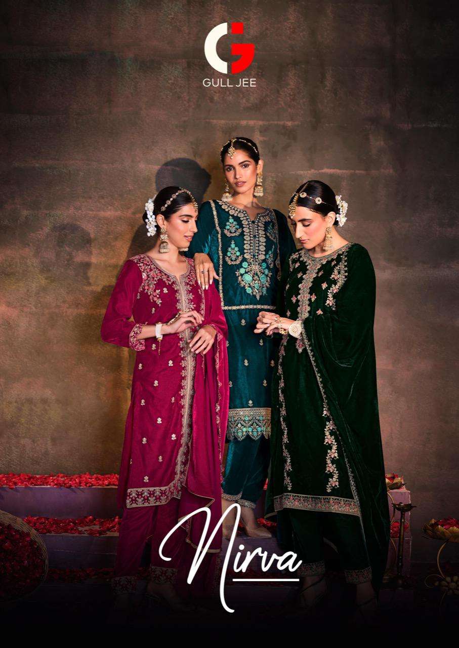 NIVRA BY GULL JEE 15401 TO 15406 SERIES VELVET EMBROIDERY WORK WINTER WEAR DRESSES