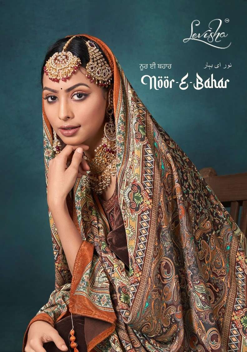 NOOR-E-BAHAR BY LEVISHA 01 TO 06 SERIES PURE VELVET EMBROIDERY WORK WINTER WEAR DRESSES