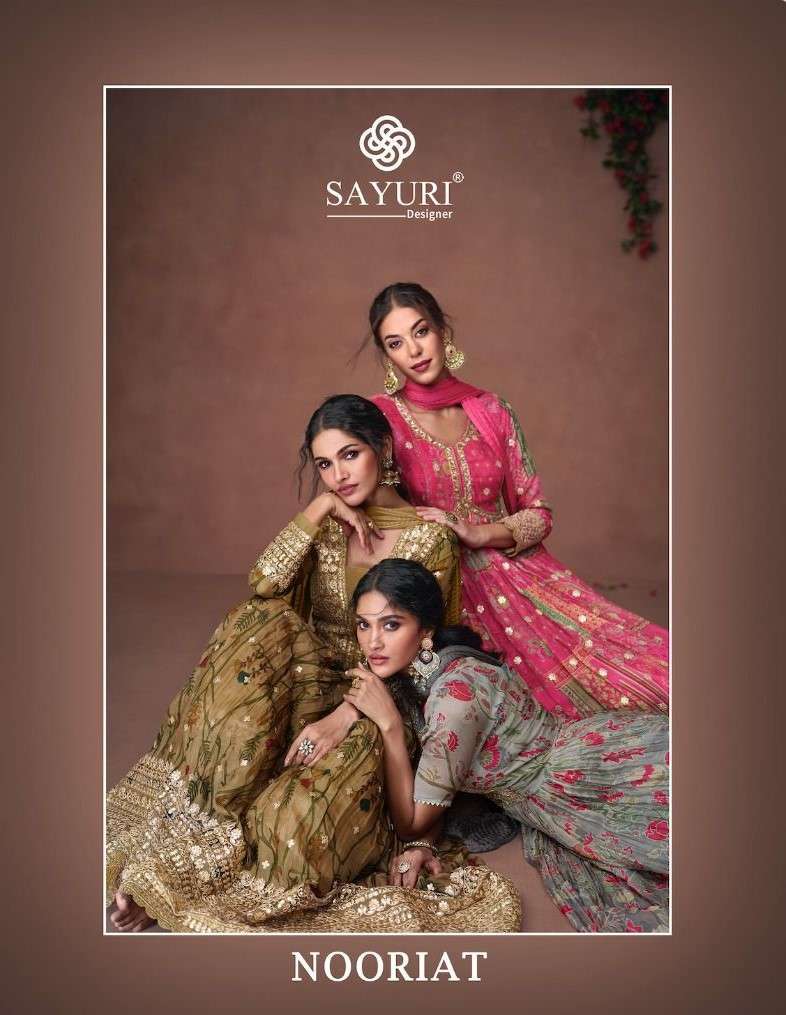 NOORIAT BY SAYURI 8300 TO 8304 SERIES PURE ORGANZA SILK WORK GOWN & DUPATTAS