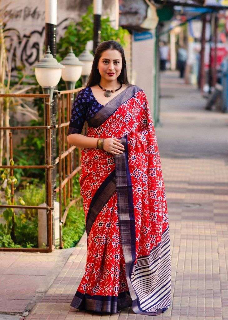 NT-511 NX BY AQSAWHOLESALE CHANDERI SILVER ZARI PRINT SAREES