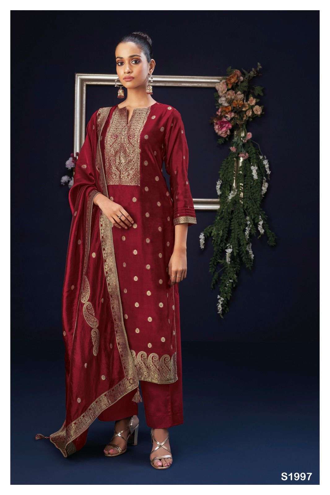 ORSA-1997 HIT DESIGN BY GANGA FASHIONS VISCOSE SILK JACQUARD WORK DRESS