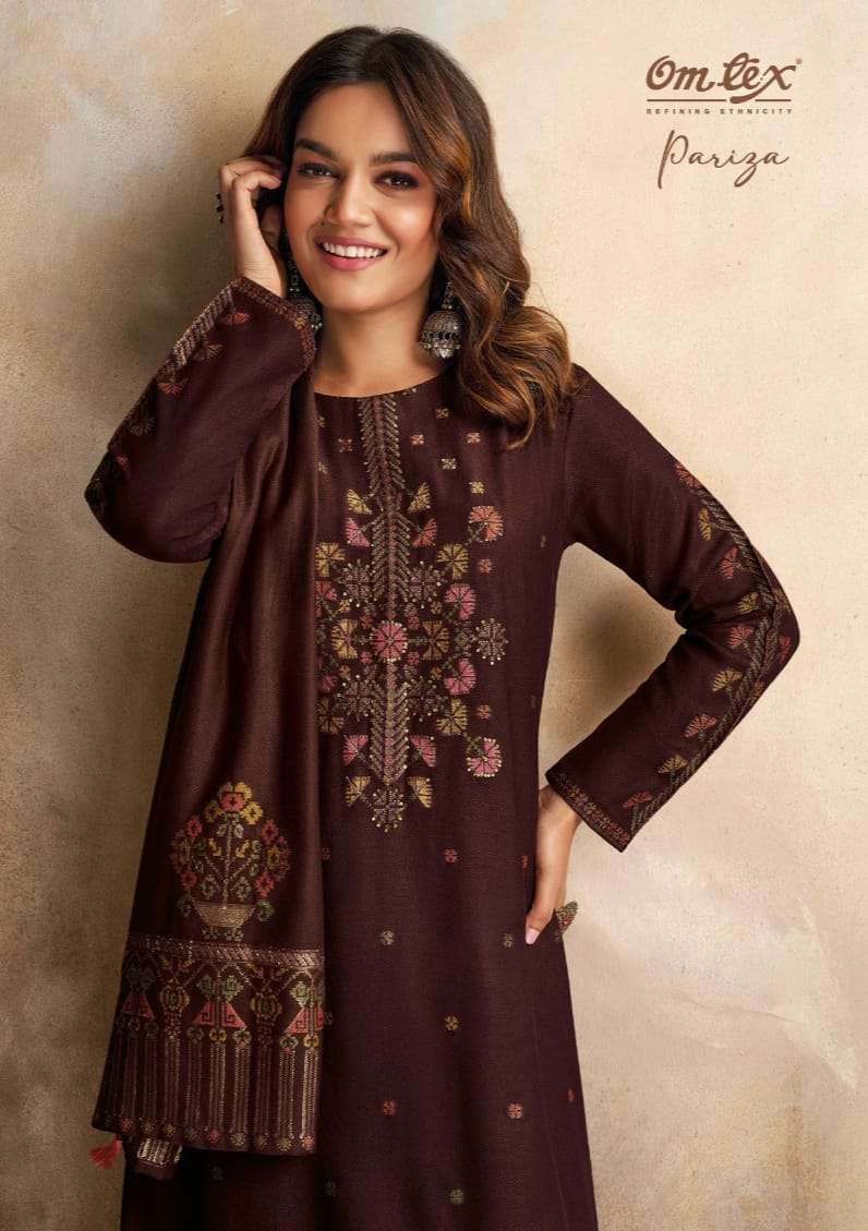 PARIZA BY OMTEX 2581-A TO 2581-D SERIES PASHMINA JACQUARD WORK WINTER WEAR DRESSES