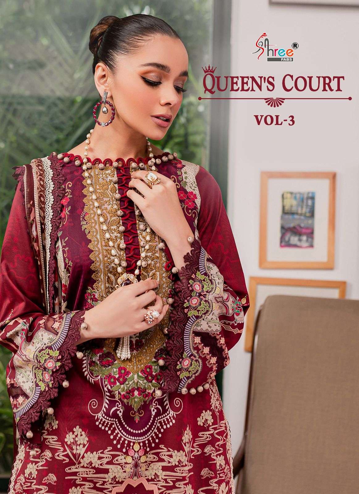 QUEENS COURT VOL-3 BY SHREE FABS 3243 TO 3248 SERIES COTTON WORK PAKISTANI DRESSES