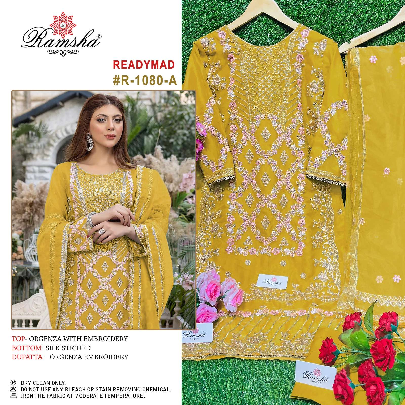 R-1080 COLOURS BY RAMSHA 1080-A TO 1080-D SERIES ORGANZA WORK READYMADE DRESSES