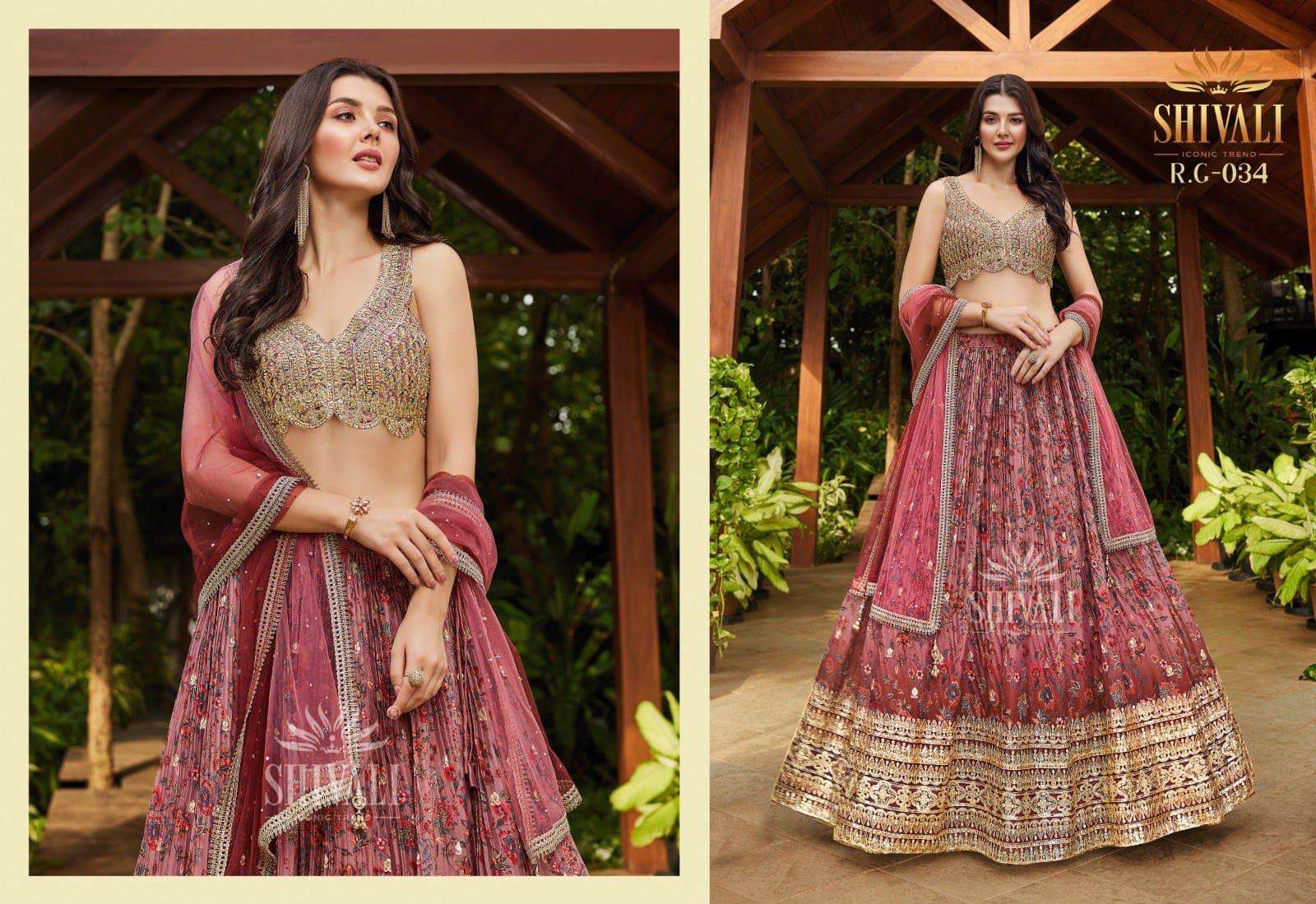 R.G-034 HIT DESIGN BY SHIVALI HEAVY DESIGNER FABRIC WORK CROP-TOP READYAMDE LEHENGA