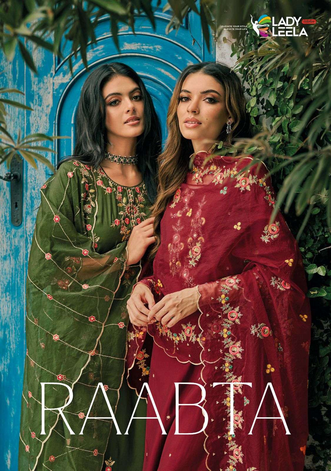 RAABTA BY LADY LEELA 1071 TO 1075 SERIES VISCOSE EMBROIDERY WORK READYMADE DRESSES