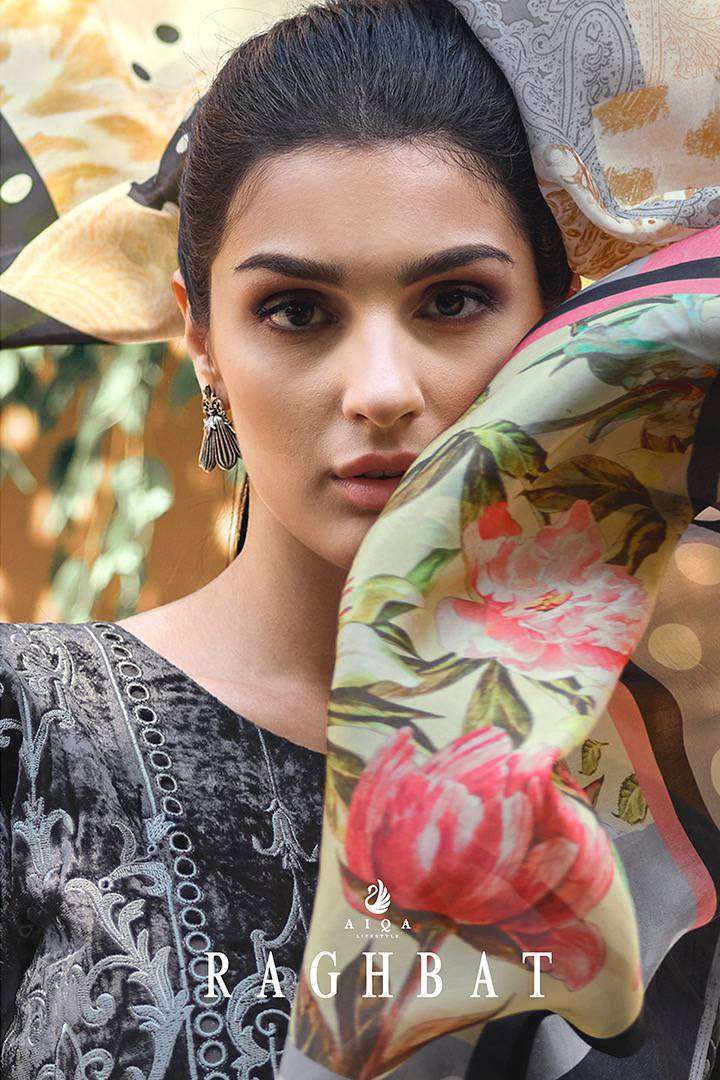 RAGHBAT BY AIQSA LIFESTYLE 9001 TO 9006 SERIES VELVET EMBRODIERY PAKISTANI DRESSES