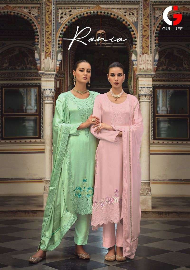 RAINA BY GULL JEE 3001 TO 3005 SERIES VISCOSE MUSLIN EMBROIDERY WORK DRESSES