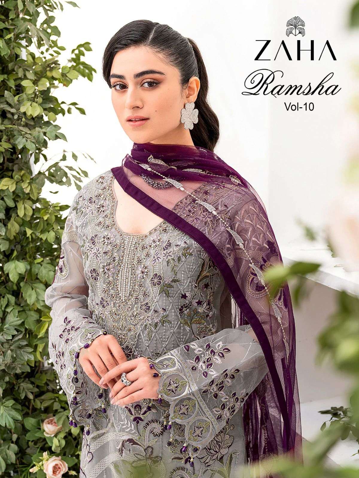 RAMSHA VOL-10 BY ZAHA 10161 TO 10163 SERIES GEORGETTE EMBROIDERY PAKISTANI DRESSES