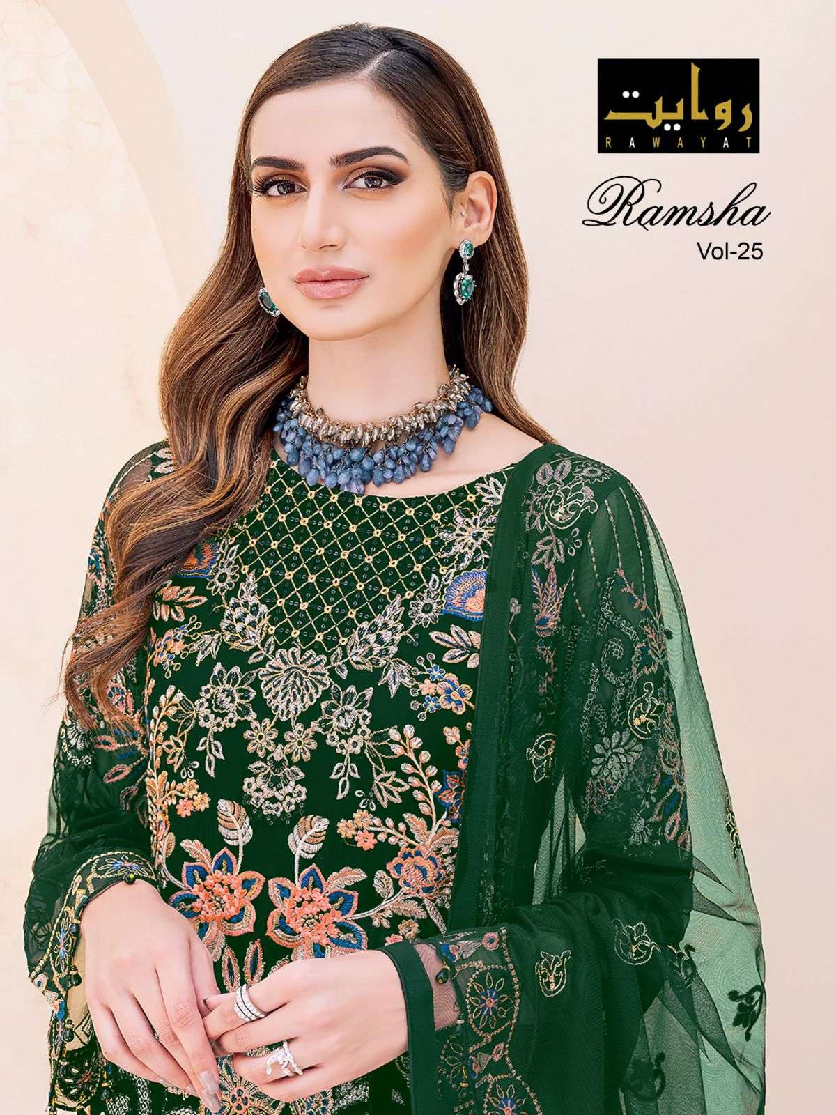 RAMSHA VOL-25 NX BY RAWAYAT 4053 TO 4056 SERIES FAUX GEORGETTE WORK PAKISTANI DRESSES