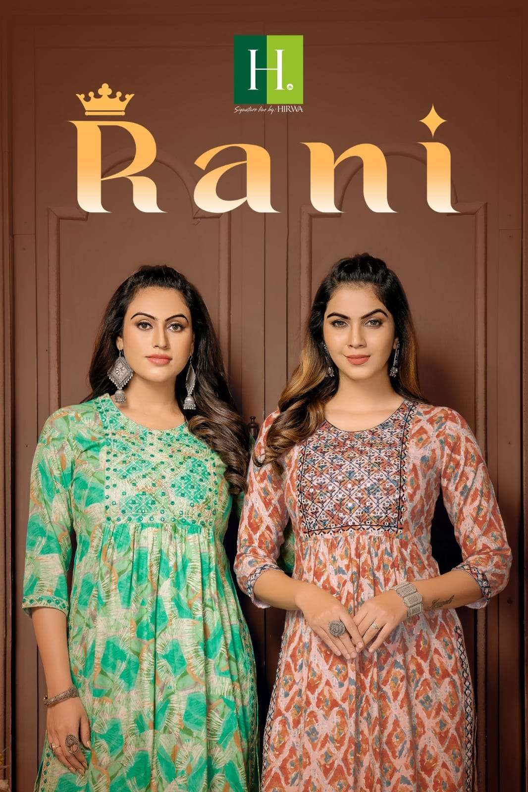 RANI BY H DOT 101 TO 108 SERIES RAYON PRINT EMBROIDERY NAYRA KURTIS