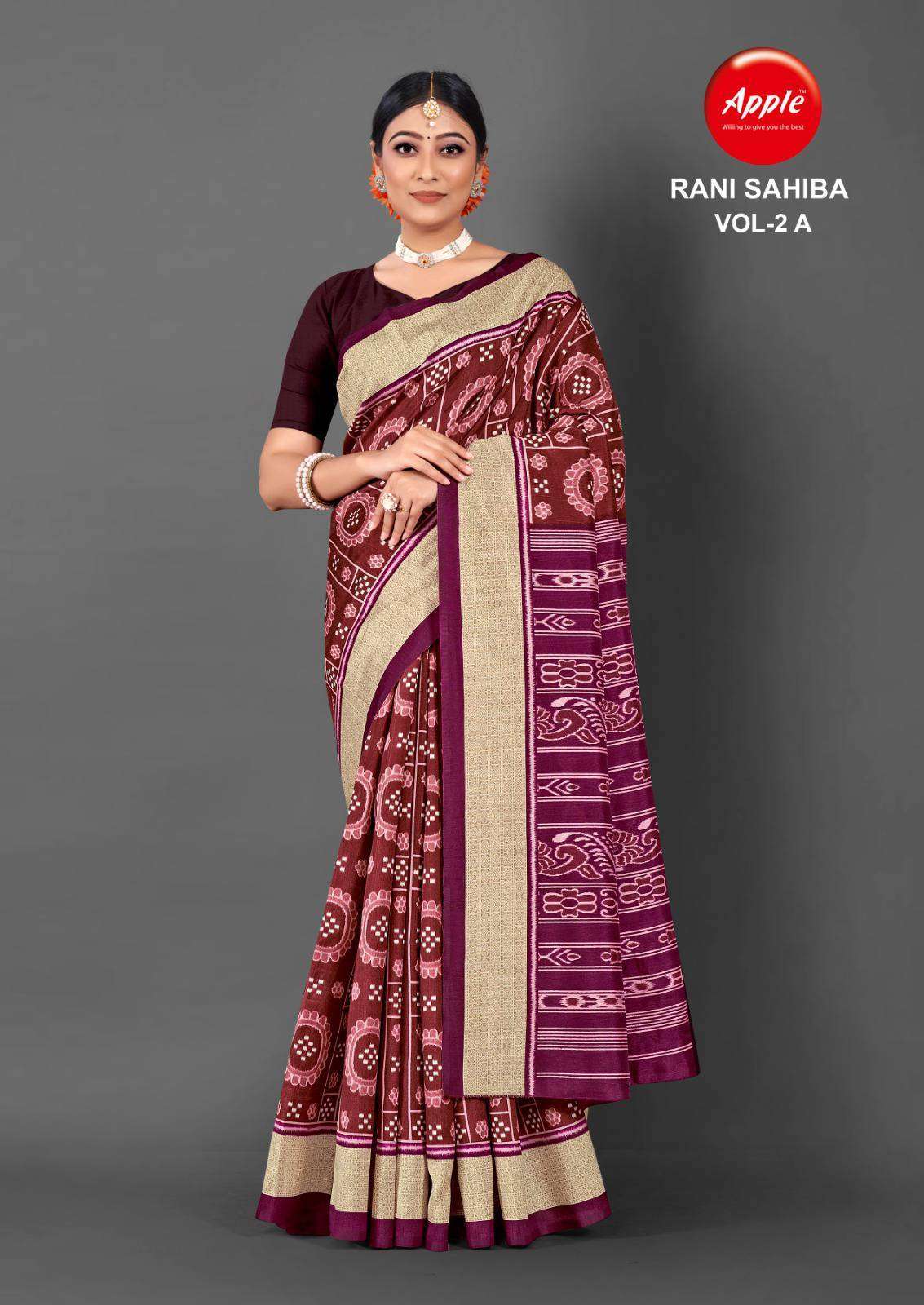 RANI SAHIBA VOL-2 BY APPLE BHAGALPURI SILK PRINT CASUAL WEAR SAREES