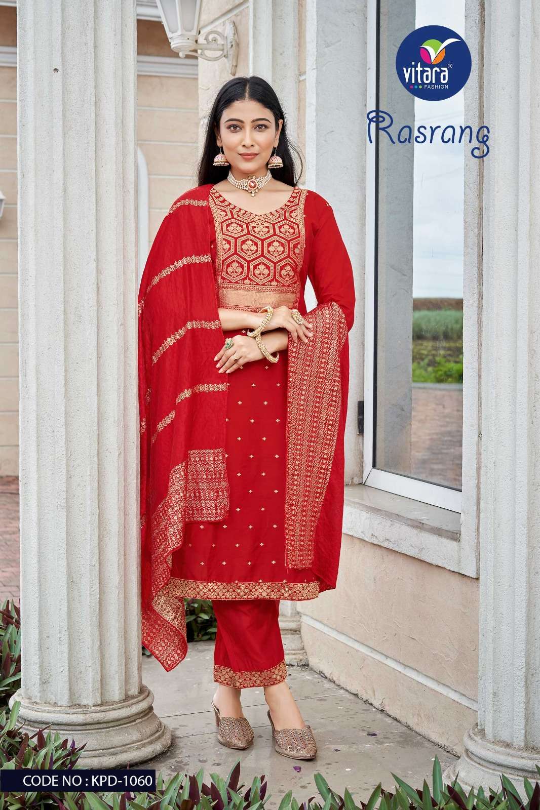 RASRANG BY VITARA FASHION 1060 TO 1063 SERIES VISCOSE JACQUARD WORK READYMADE DRESSES