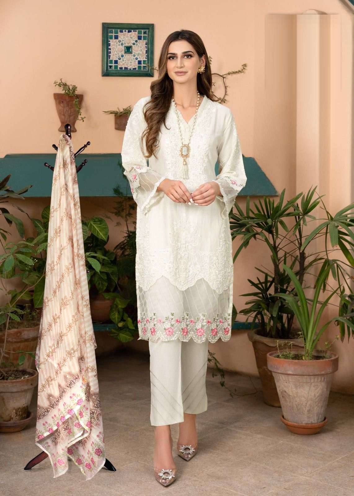 RC-119 HIT DESIGN BY AQSAWHOLESALE ORGANZA HEAVY EMBROIDERY READYMADE DRESS