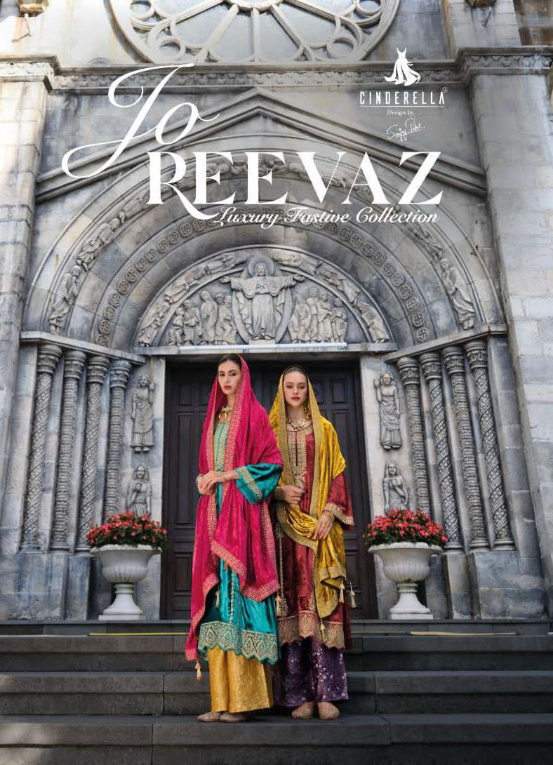 REEVAZ BY CINDERELLA 10413 TO 10420 SERIES SILK VELVET HEAVY WORK PAKISTANI DRESSES